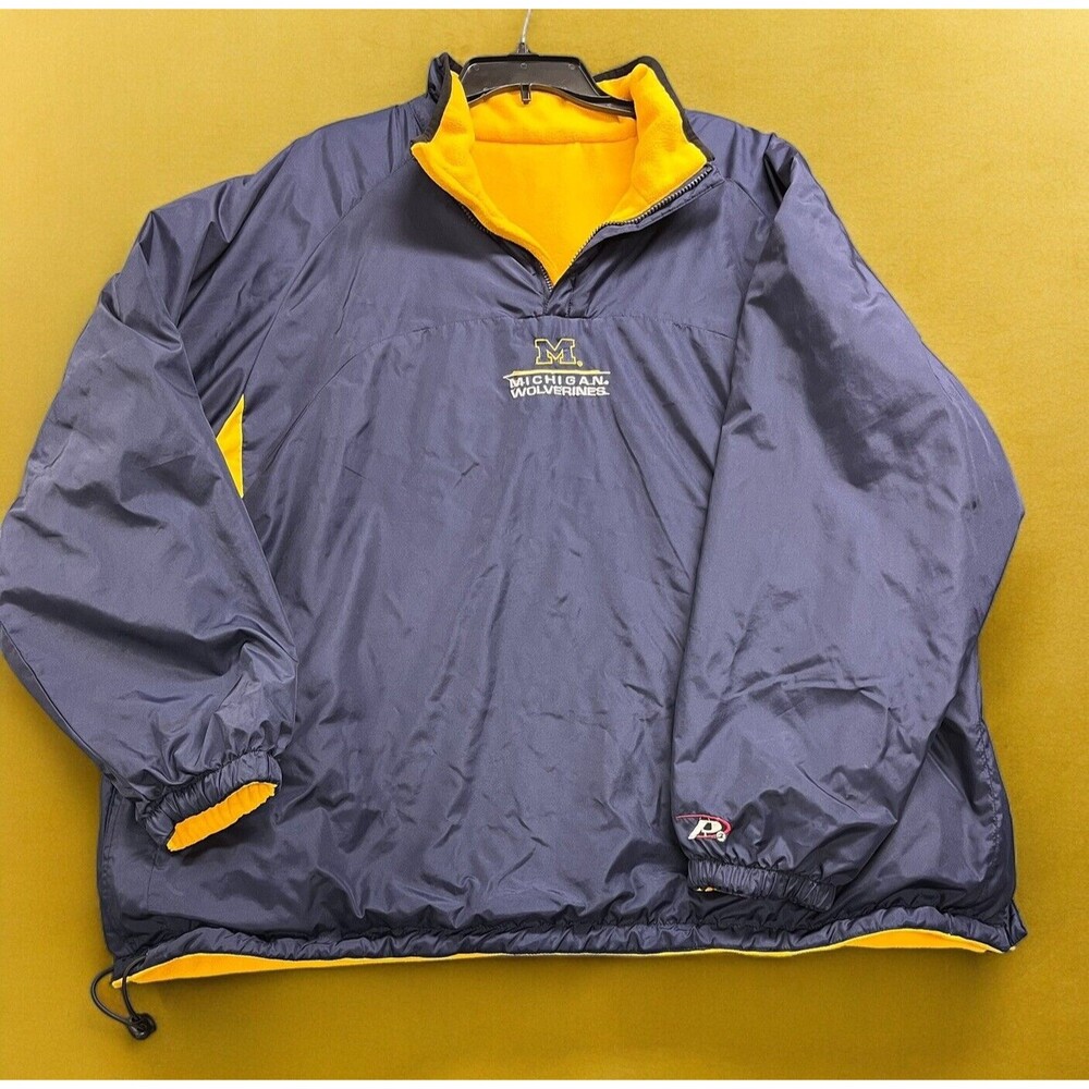 Michigan Wolverines UM 1/4 Zip Pullover Reversible Jacket Pro Player  XXL READ
